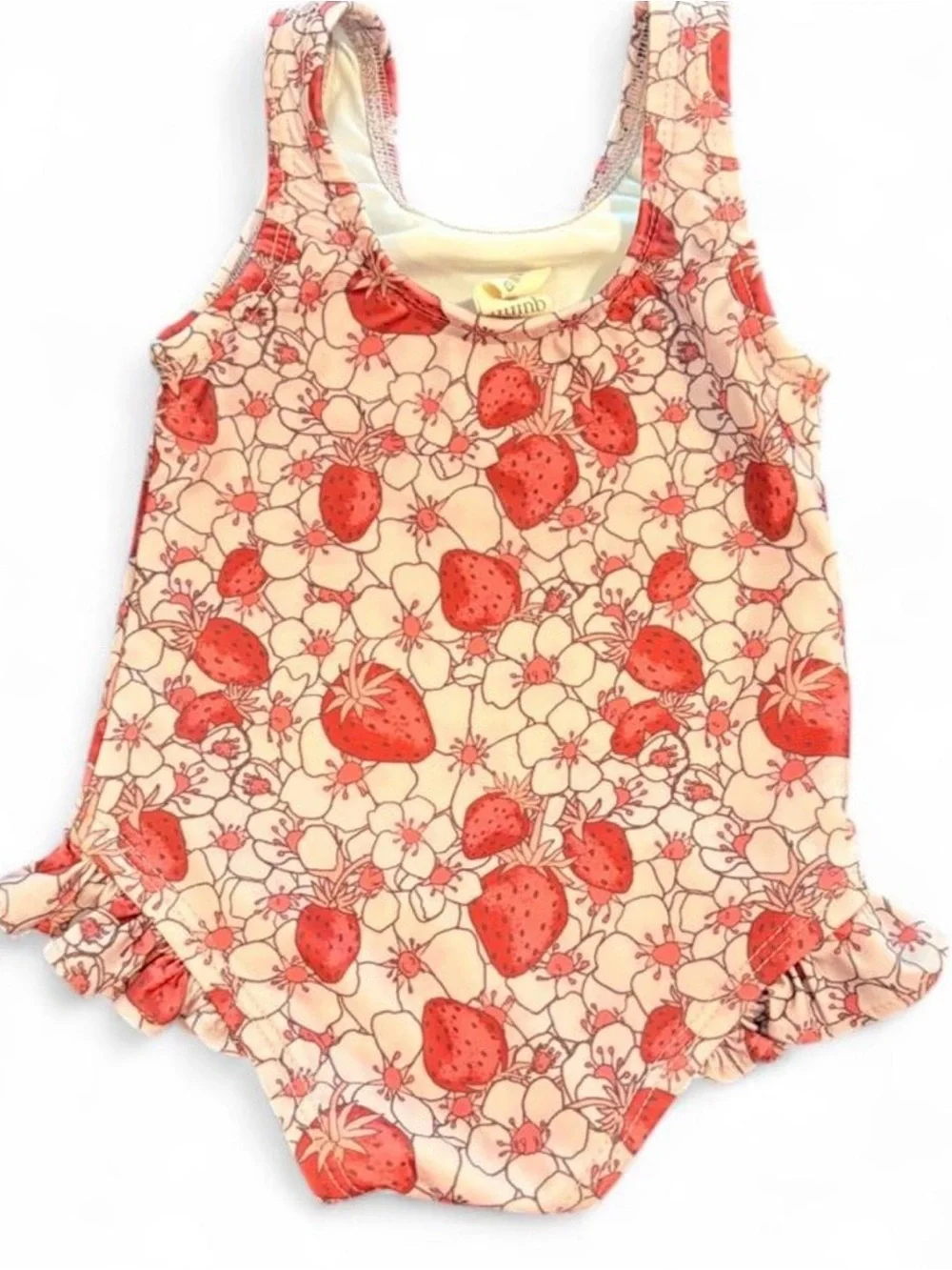 Kate Quinn One Piece Ruffle Strawberry Floral Swimsuit | Size 3-6 months